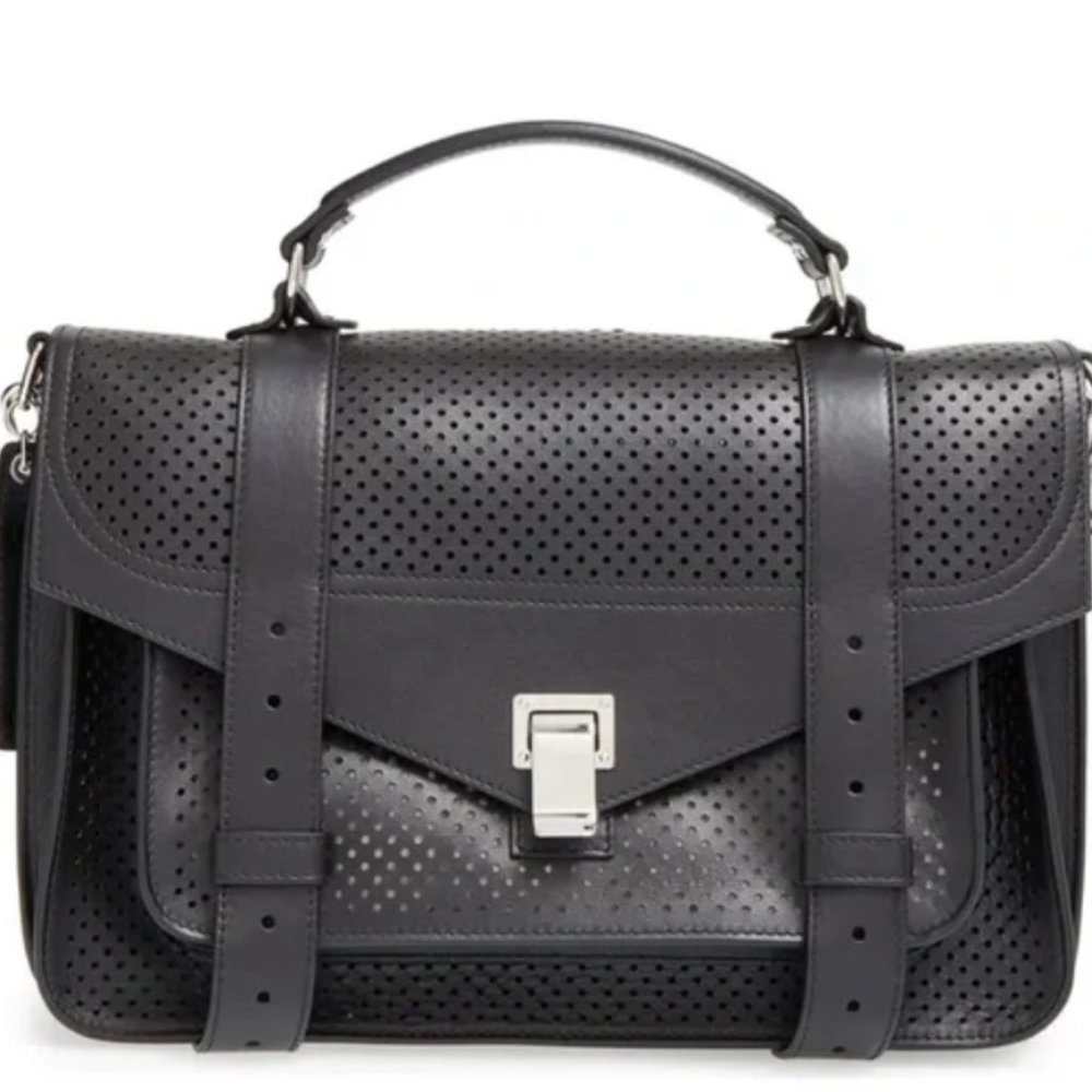 Proenza Schouler PS1 Perforated Black Satchel Bag